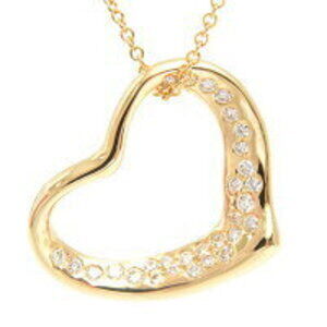 Tiffany Heart Diamond Necklace Elsa Peretti Yellow Gold